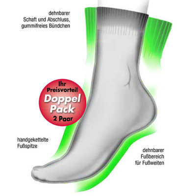 Gesundheitsstrümpfe Compressana GoWell MED Soft Baumwolle Doppelpack Socken natur geschlossene Fußspitze Größe II