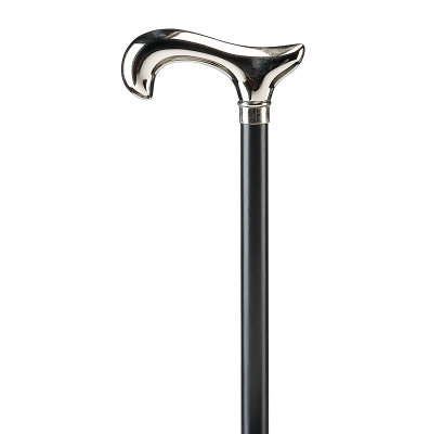 Ossenberg bright chromed Derby handle on beech wooden stick black