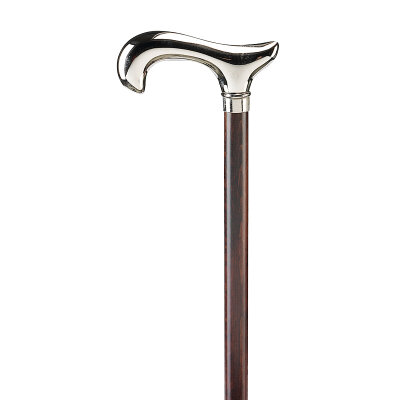 Ossenberg bright chromed classic Derby handle on beech wooden stick brown