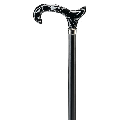 Ossenberg cane with derby handle marbled black-white