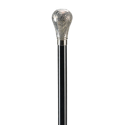 Ossenberg chromed knob on beech wooden stick black