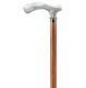 Ossenberg cane fritz handle in acrylic white-gray on beech wooden stick brown
