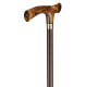 Ossenberg cane for men with fritz handle in amber optics on beech wooden stick brown