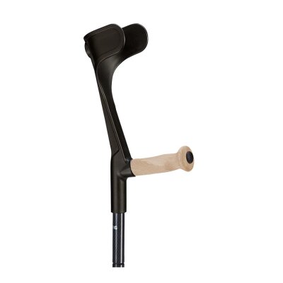 Ossenberg travel crutch carbon with anatomical wooden handle foldable height adjustable