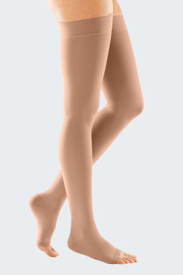 medi duomed basic CCL 2 AG Thigh stockings short Noppen-Haftband open toe caramel II