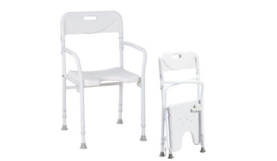 Russka foldable aluminum shower chair with armrests and backrest