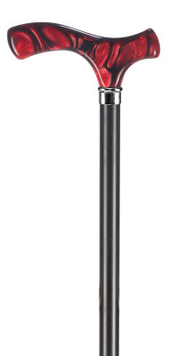 Ossenberg light metal cane with fritzgrip red-black