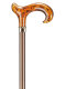 Ossenberg light metal cane metallic bronze with derby grip in amber imitation