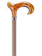 Ossenberg light metal cane metallic bronze with derby grip in amber imitation