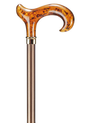 Ossenberg Leichtmetallstock metallic bronze Derbygriff Bernsteinimitat verstellbar
