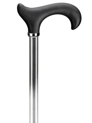 Ossenberg light metal cane with gradient derby grip not adjustable black-metallic grey