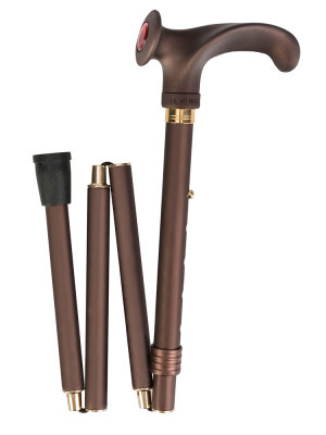 Ossenberg foldable light metal cane bronze anatomical handle
