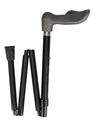 Ossenberg foldable light metal cane matt black Fischer handle