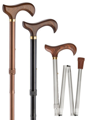 Ossenberg faltbarer Leichtmetallstock Derbygriff Holz