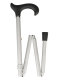 Ossenberg foldable light metal stick with black Derby handle silver anoxal