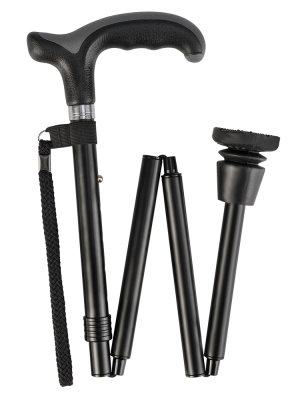 Ossenberg foldable light metal cane black Derby handle COMFORT SOFT