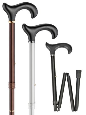 Ossenberg foldable light metal stick with black Derby Soft handle