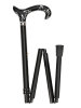 Ossenberg foldable light metal cane black matt with black-white derby grip