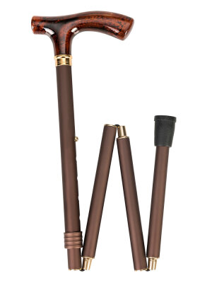 Ossenberg foldable light metal cane metallic bronze with fritz grip amber optics