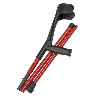 Ossenberg travel crutch carbon with anatomical hard handle foldable height adjustable red