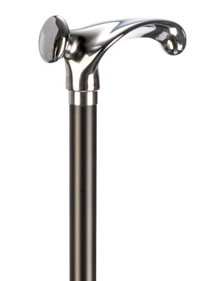 Ossenberg wooden cane black anatomical handle chrome