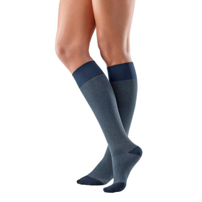 Bauerfeind VenoTrain cocoon CCL 2 AD Knee Highs long closed toe - foot short (size 36-41) marine S plus