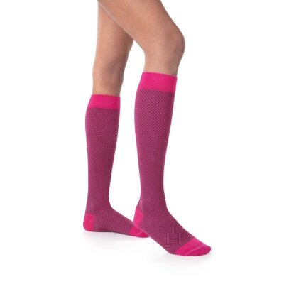 Kompressionsstrümpfe Compressana Lifestyle Pique 30 magenta-grau I